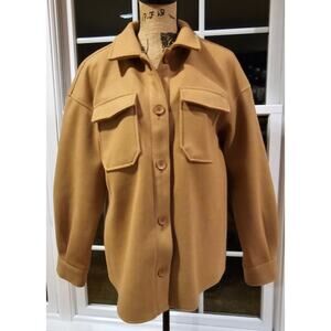 Avec Les Filles Barn Shirt Jacket, Tan, Button Front w Pockets, New, Sz M
